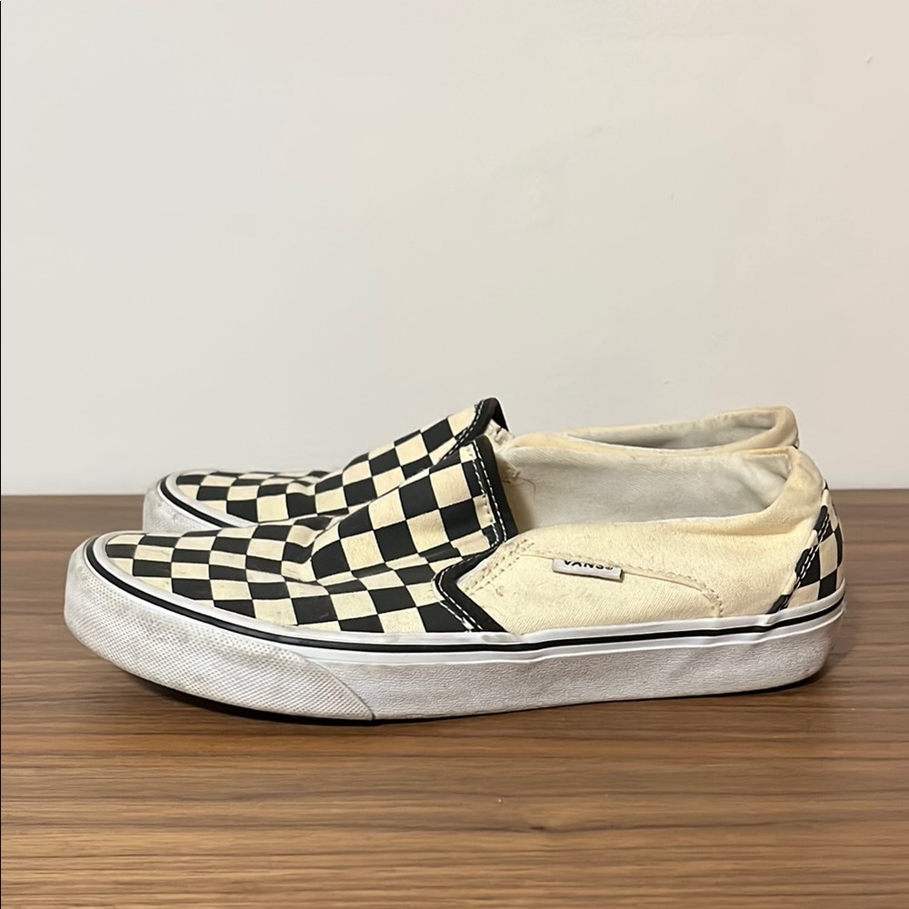 Vans Kids Checkered Slip-On Shoes - Black and White